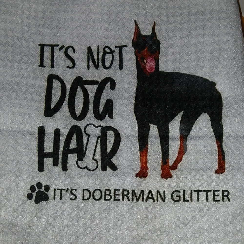 Doberman Themed Dog Towels - Black and White